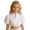 D, variant on Girls' Ruffle Sleeve Shirts Lace Button Down Short Sleeve Undershirts Comfortable V Neck Cropped Blouses 7-14T, White