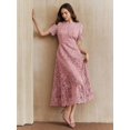 thumbnail image 3 of Pink Dress With Short Sleeve And Ruffled Hem, 3 of 30