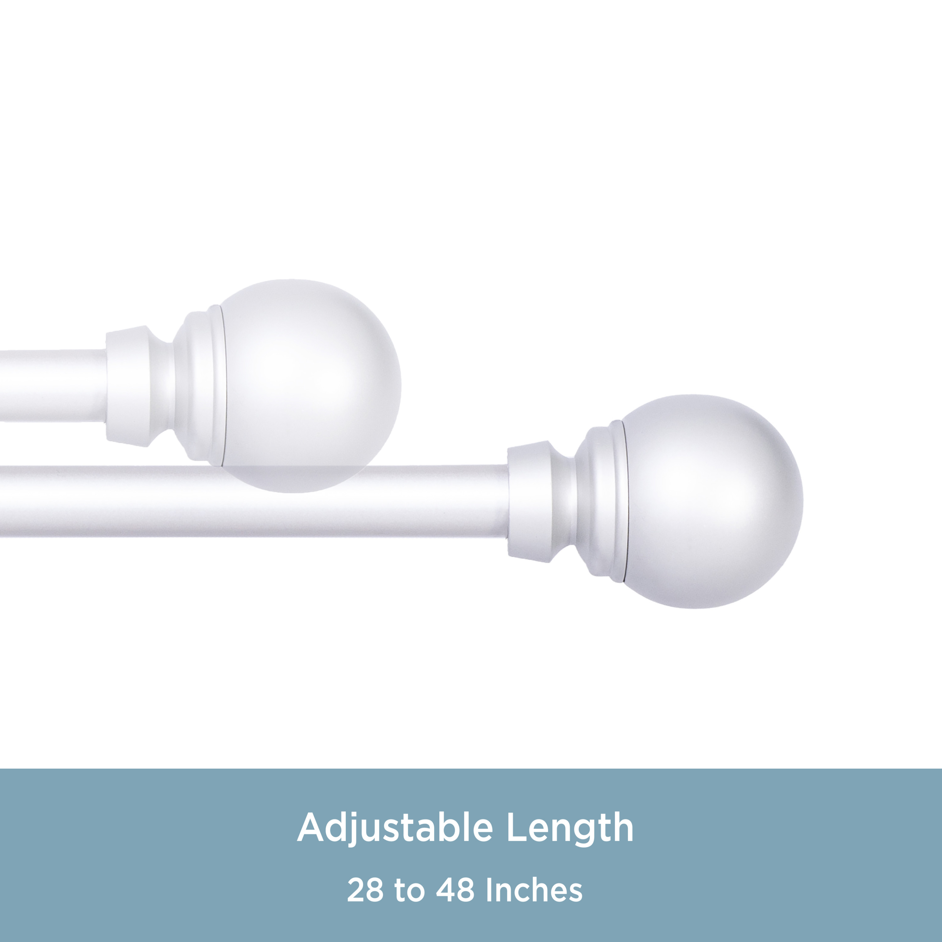 Kenney® Mae 5/8" Standard Decorative Window Curtain Rod, 28-48", Satin Nickel