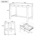 thumbnail image 3 of Modern Bar Table and Chairs Set, Rectangular Counter Height Pub Table With Storage Drawers And Padded Stools For Small Space, Solid Wood Frame, 3 of 9