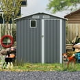 thumbnail image 5 of DTTRA 6 x 8 FT Outdoor Steel Storage Shed, Compact Metal Tool Shed with Lockable Doors and Clear Window, Weather-Resistant Garden Utility Shed for Backyard, Patio & Bike Storage, 5 of 9