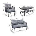 thumbnail image 3 of Piper Modern 4 Piece Outdoor Patio Conversation Set, Woven Rope Sofa Set with Cushions, and Coffee Table, Black+Grey, 3 of 13