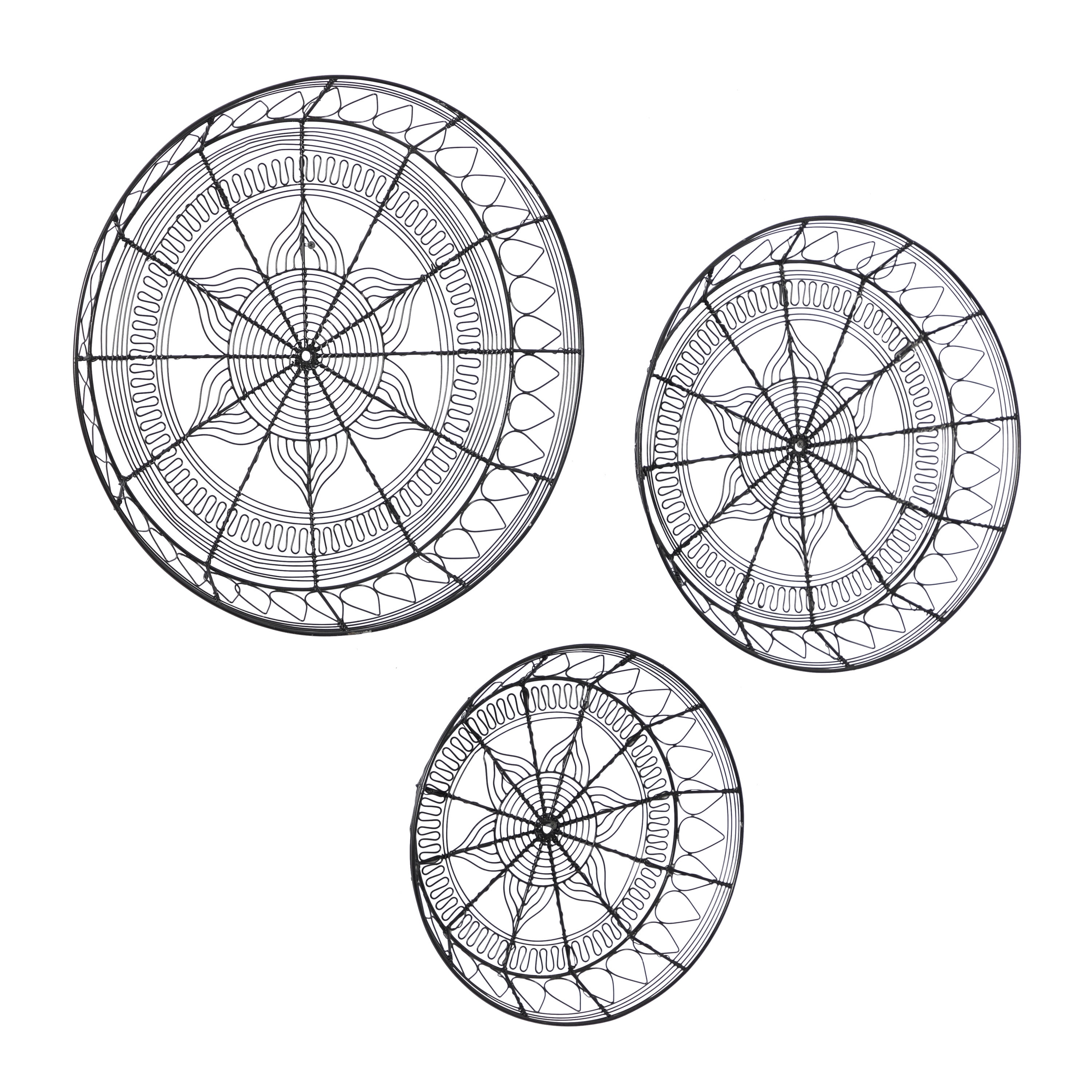 DecMode Black Metal Eclectic Wall Decor, Set of 3