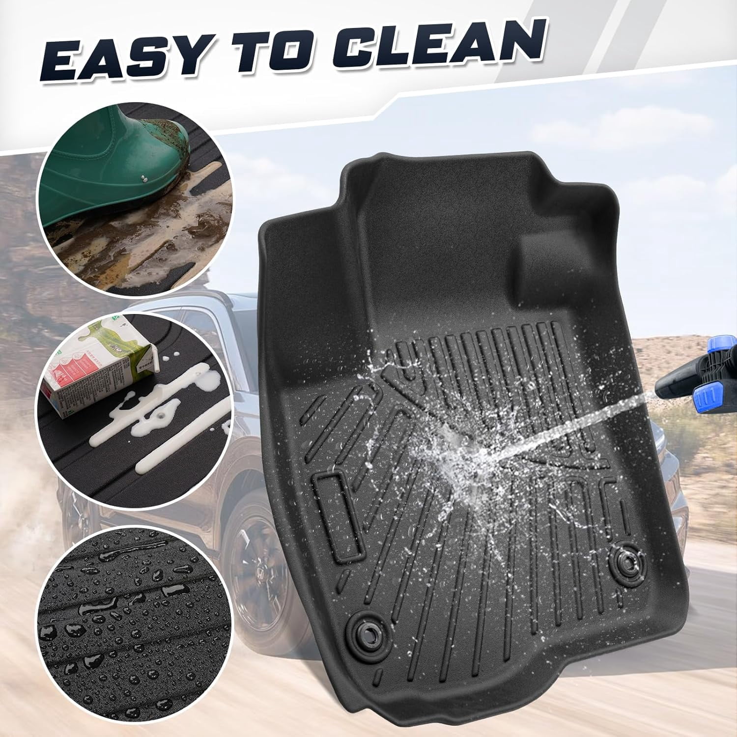Floor Mats&Cargo Liner for Honda CR-V/CR-V 2023,All Weather Protection TPE CRV Cargo mats,4PCS 1st&2nd&3rd Row Full Set Floor Liners CRV 2023 Car Mats Accessories Black