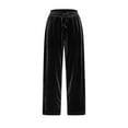 thumbnail image 6 of Women's Corduroy Pants Casual High Waisted Baggy Wide Leg Elastic Waist Loose Trousers with Pockets, 6 of 6
