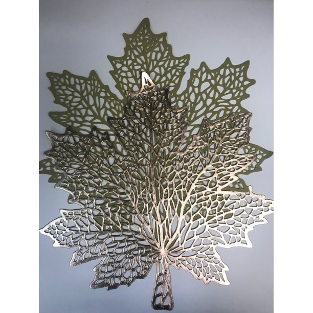 Lintex Linens Autumn Leaves Metallic Vinyl Placemat 4Pack Walmart