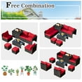 thumbnail image 4 of Patiojoy 8PCS Patio Conversation Set Sectional Sofa Set, All-Weather PE Rattan, Tempered Glass Table & Washable Cushion Covers Red, 4 of 7