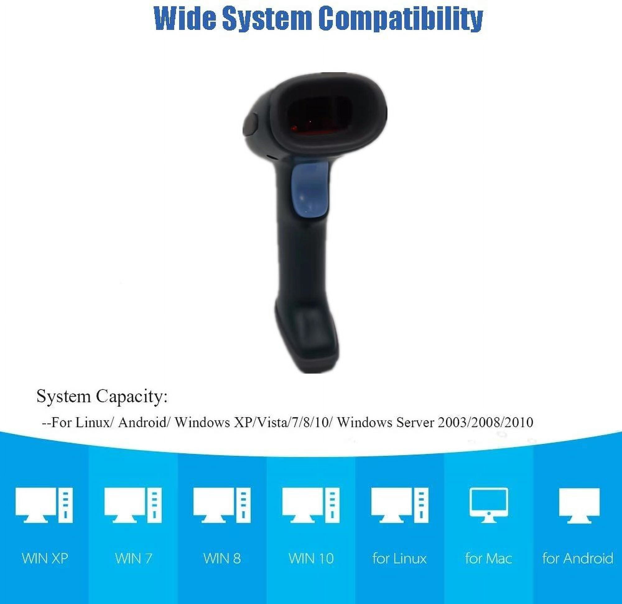 Barcode Scanner with Stand And 1 MP Global Shutter, XIANJINO USB Wired Inventory 2D 1D QR Code Scanners for Computer POS Support Automatic Screen Scanning, Handheld CMOS Image BarCode Reader