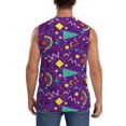 thumbnail image 4 of Bingfone Retro 80s Style Pattern Men's Tank Tops Workout Sleeveless Tee Shirts Running Beach Tanks for Men-Medium, 4 of 7
