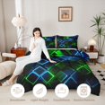 thumbnail image 4 of Castle Fairy Abstract Neon Block Full Size Comforter Sets 3-Piece,Minimalism Futuristic Cubes Bedding Comforter Set,Green Blue Black,Reversible,1 Comforter and 2 Pillowcases, 4 of 6