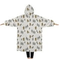 thumbnail image 2 of Oversized Wearable Blanket Hoodie,White Bigfoot and Tree Pattern Sherpa Blanket Hoodie with Super Pockets,Super Warm Fuzzy Pullover for Women & Men, 2 of 6