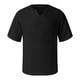 thumbnail image 4 of Men's Solid Color Pleated Quarter Sleeve Top Men's Retro V-Neck TopM, 4 of 5