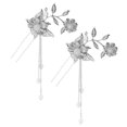thumbnail image 1 of 2x Pinza de Pelo Palillo de Moños Chino Nupcial de Flores con Borlas de Accesorios para Disfraces Soledad Palo de pelo chino antiguo, 1 of 7