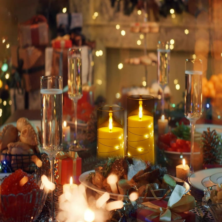 IMAGE Flickering Flameless Candles 3 Pack - Battery Operated LED Pillar Candles With Remote