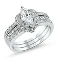 thumbnail image 2 of 1.25 Carat Marquise CZ Wedding Set, Silver Bridal Ring Set, Platinium Plated Cubic Zirconia Ring for Women 8, 2 of 5