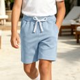 thumbnail image 5 of Gytharion Children's Cotton Short Pants Summer Casual Solid Color Drawstring Elastic Waist Shorts Kids Lightweight Outdoor Sport Short Pants, 0-12 Years, 5 of 5