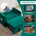 thumbnail image 6 of TOSEE 55" Velvet Loveseat Sofa Bed - Adjustable Back & Pull-Out Sleeper , Nailhead Trim and Storage Pockets, Green, 6 of 8