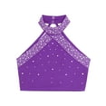 thumbnail image 5 of CHICTRY Kids Girls Dance Outfits Crop Top with Athletic Shorts Set for Gymnastics Yoga Tracksuit Purple 14, 5 of 7