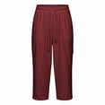 thumbnail image 4 of Kelon Women's Casual Pants, Womens Capris with Pockets Loose Fit Casual Capri Pants Dressy Lightweight Ladies Baggy Cargo Pants for Hiking, S, 4 of 5