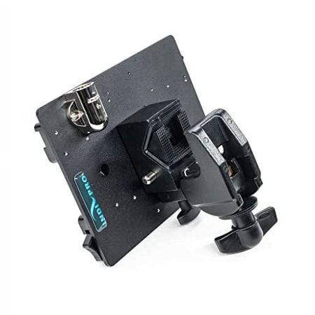 UPC: 0665415788594 | IndiPRO 14.8V Gold Mount & V-Mount Adapter Plates w/ 3-Pin XLR Connector to Locking Clamp