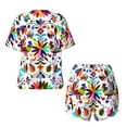thumbnail image 5 of Picia Mexican Bright Style Pajamas Sets for Women Soft Short-Sleeved Pjs with Lounge Shorts Two Piece Sleepwear-3X-Large, 5 of 9
