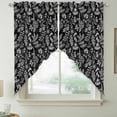 thumbnail image 2 of Dandelion Swag Curtains for Kitchen/Bedroom/Living Room, Modern Minimalist Abstract Flowers Black Scalloped Curtains 63 Inch Long, Rod Pocket Window Swag Topper Curtains Valances 2 Panels Set 36"x63", 2 of 8