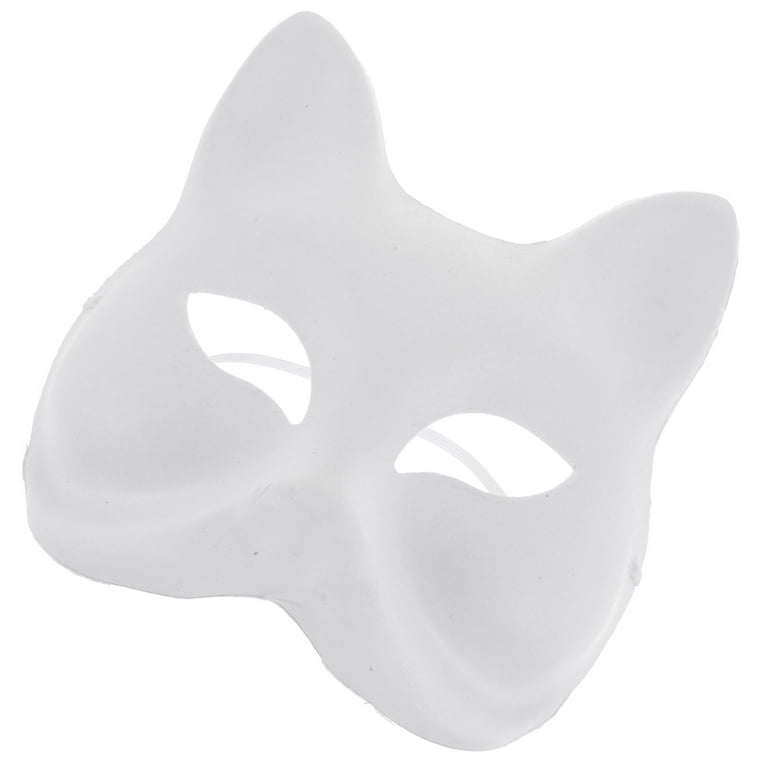 Unpainted Blank White Paper Pulp Cat Masks Masquerade Party