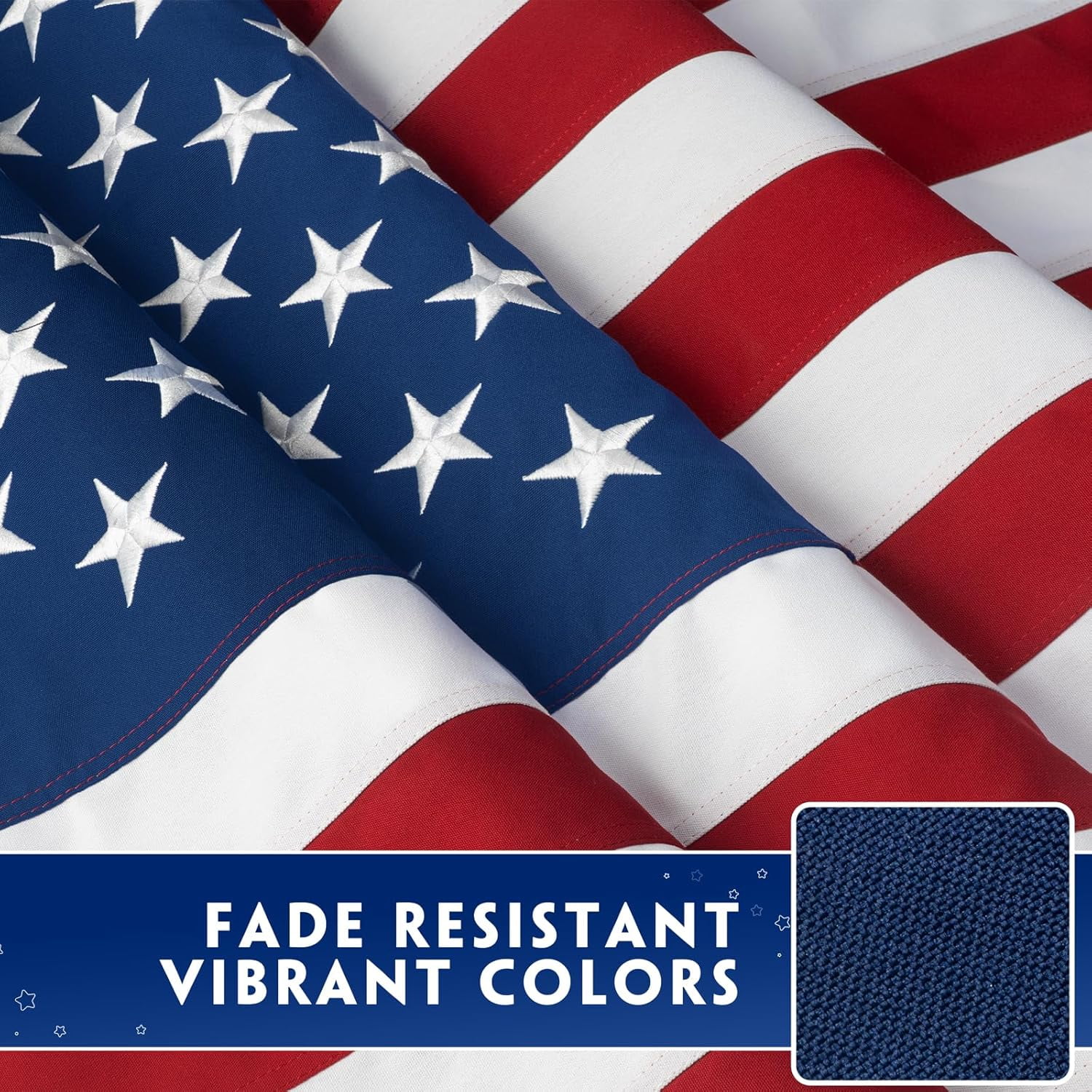 Nylon American Flag 6x10 feet. Premium Large US Flag 6x10 ft. Embroidered Stars and Sewn Stripes - Display with Pride