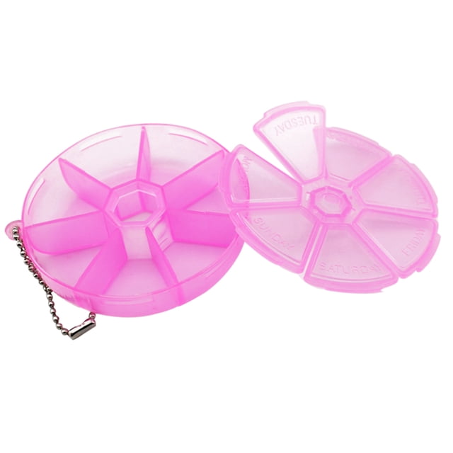 Miangastore Round 7 Days Pill Box Organizer for Medicine Travel Pill Case Container Weekly Holder (Pink)