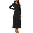 thumbnail image 2 of LIaqionyy Women's Maxi Dress Long Sleeve Casual Solid Color Crew Neck Split Side Summer Dresses Clothes, 2 of 8