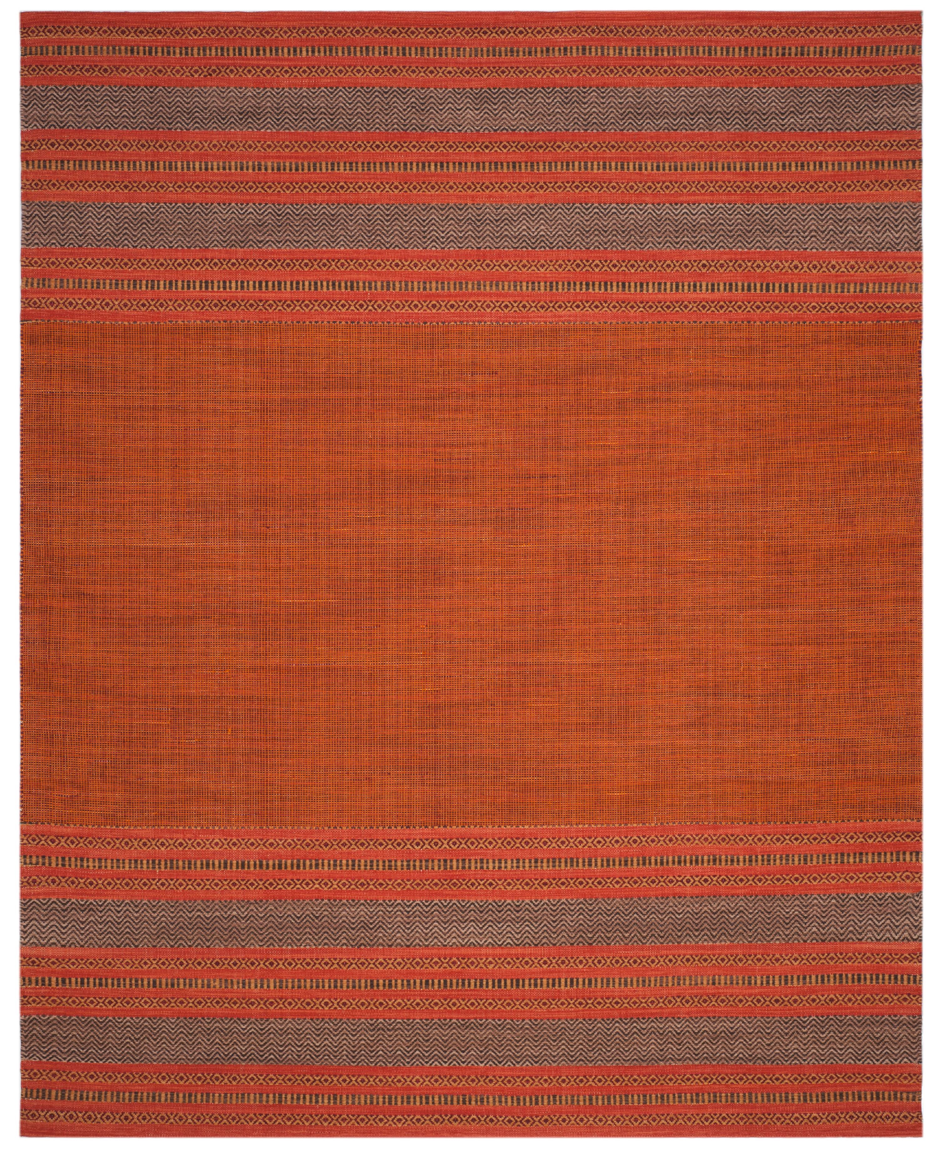 SAFAVIEH Montauk Jobeth Striped Soft Braided Cotton Area Rug, Orange/Red, 9' x 12'