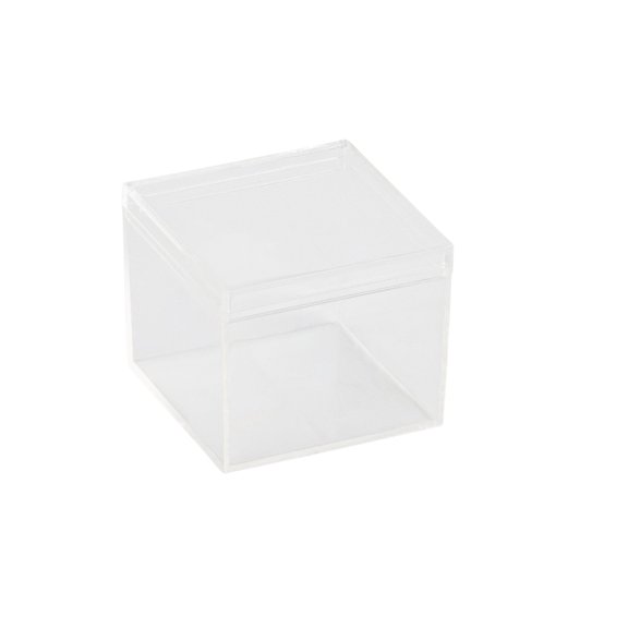 Clear Acrylic Boxes with Lid 2.125x2.125x1.75 Inches pack of 24 Storage Box, Gift Box and Treat Box. Lucite Cube Display Boxes with Lid