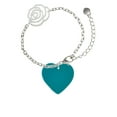 thumbnail image 2 of Delight Jewelry Acrylic 1" Teal Heart Silver-tone Flower Link Chain Bracelet, 6.75"+2" Extender, 2 of 4