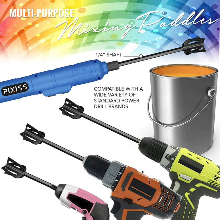Resin Mixer Epoxy Mixer Paddles - 3 Reusable Pixiss Multipurpose  Bidirectional Paint Stirrer for Drill Epoxy & Paint Mixer Drill Attachment  - Paint