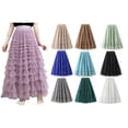 thumbnail image 3 of Gupgi Women Tutu Long Skirts Multilayer Solid Color High Waist Mesh Swing Cake Skirt, 3 of 6