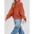 thumbnail image 4 of Fall Winter Women Long Sleeve Cable Knit Sweater Batwing Turtleneck Pullover, 4 of 6