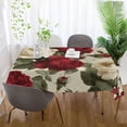 thumbnail image 6 of 54x54 Inch Tablecloth Polyester Square Tablecloth for Home Kitchen Dinner Decor Red and White Roses, 6 of 9