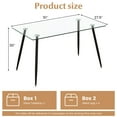 thumbnail image 3 of Gymax Modern Glass Dining Table Rectangular Dining Room Table W/Metal Legs For Kitchen Black, 3 of 10