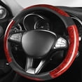 thumbnail image 7 of Peach Wood Grain Leather Steering Wheel Cover Four Seasons Universal Sport Style Anti-Slip 15 Inch Comfortable Grip, Gray, 7 of 7