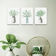 thumbnail image 5 of 3pc Canvas Wall Art - Green Leaf Vase - Framed Wall Painting for Dining Room - 12x16in, 5 of 6