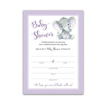 GENDER NEUTRAL Purple Elephant BABY SHOWER INVITATIONS— Pack of 25 — Little Peanut Baby Shower Blank Fill-in INVITES, Unique, Purple Baby Shower Invite, DIY Invites Polka Dot I503-INV1