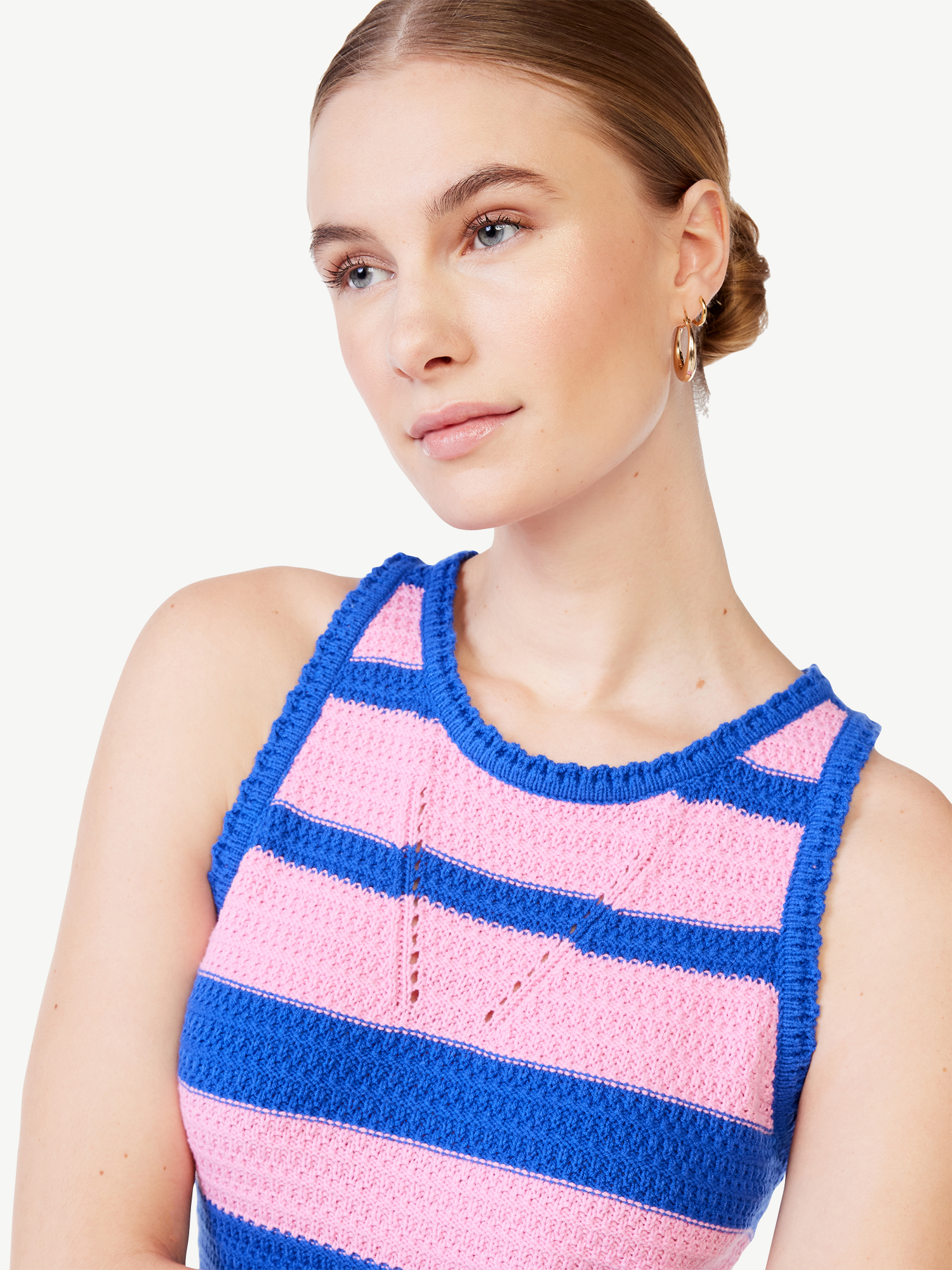 Scoop Women’s Striped Crochet Dress, Mid-Calf Length - image 2 of 5