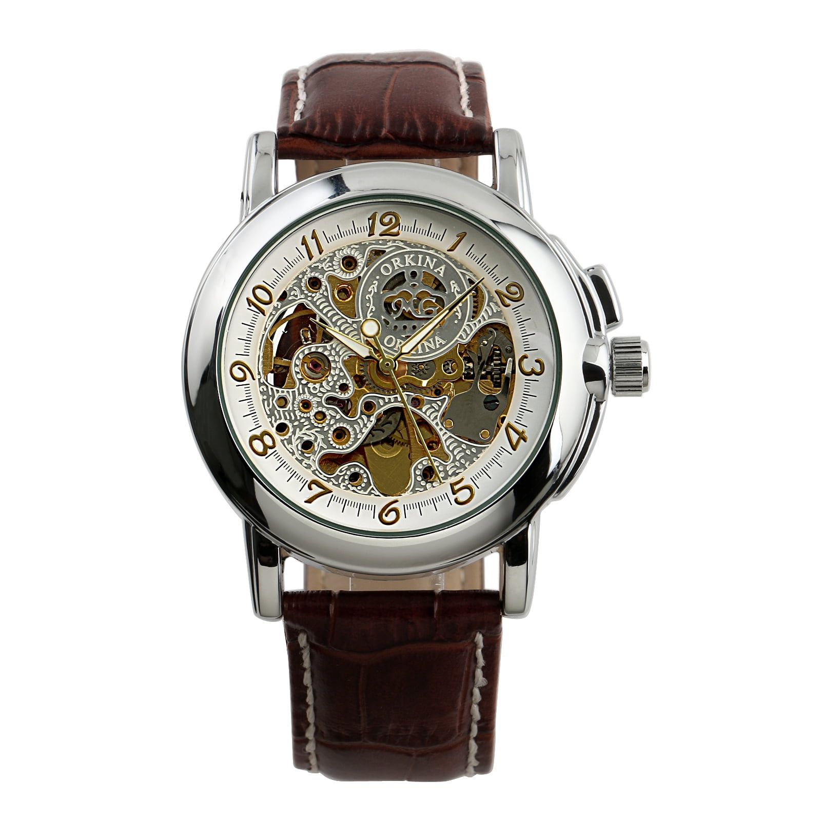 Automatic Mechanical Sport Wrist Watch Fashion Men's Skeleton Leather
