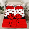 thumbnail image 2 of Manfei Cute Ladybird 3pcs Twin Sheet Sets,Red Bowknot Twin Fitted Sheet,Polka Dots Breathable Flat Sheet,Microfiber Cartoon Bedroom Decorative, 2 of 7
