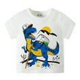 thumbnail image 1 of Gibobby Blusas Manga Larga Niños Camisetas de cuello redondo de manga corta con dinosaurio de dibujos animados para niños pequeños y bebés, camisetas, ropa para niños(Blanco, 4-5 Años), 1 of 5