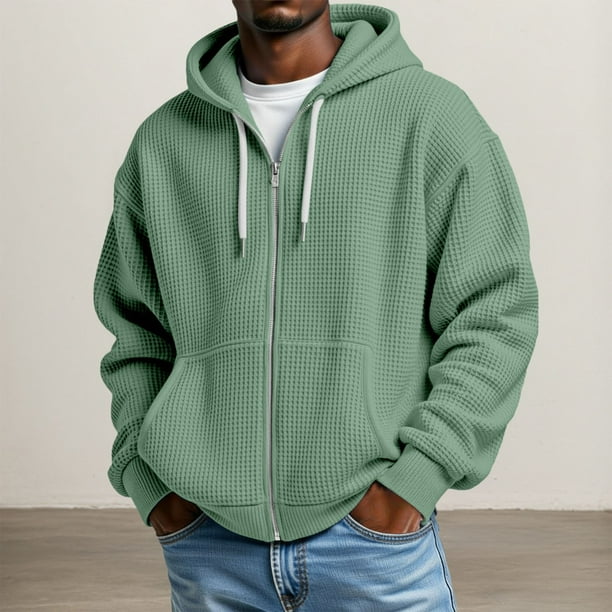 MHFRRA Sudadera de Punto con Capucha y Cremallera, Informal, Suave, Cálida y con Forro, con Bolsillos Delanteros para Mayor Comodidad En Otoño E Invierno Verde