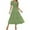 Green, variant on Solid Color V-Neck Midi Dress for Women Short Sleeve Smocked Waist Pleated Dress Stylish 2026 Summer Casual Fashion for Party Travel