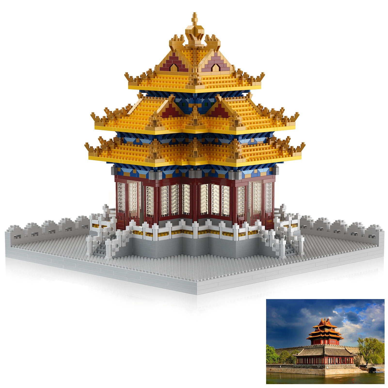 4pcs/set Chinese Street View Ancient Architecture Shop Building Blocks Toys 