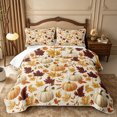 thumbnail image 2 of Erosebridal Pumpkin Leaves Quilt King 3 Pieces,Fall Harvest King Coverlet Set,Beige,1 Bedspread and 2 Pillowcases, 2 of 7