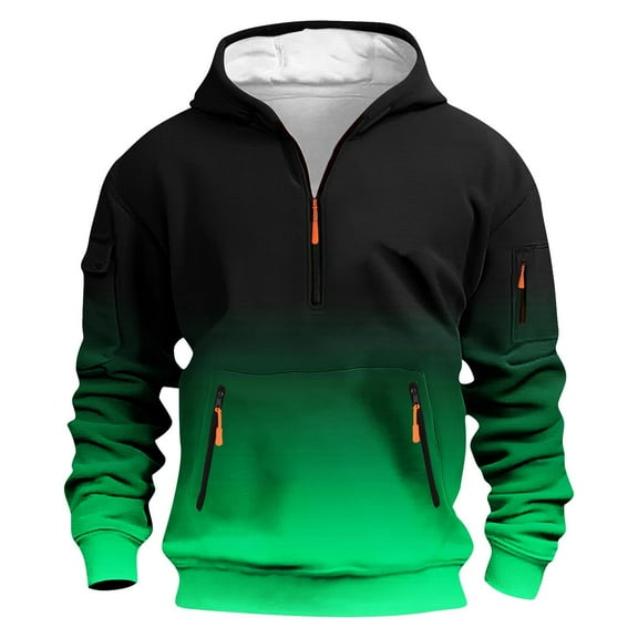 KeShDi Hoodies for Men Men Casual Fashion Gradient Zipper Pullover Long Sleeve Hoodie with Pocket Sweatshirts Green 5X